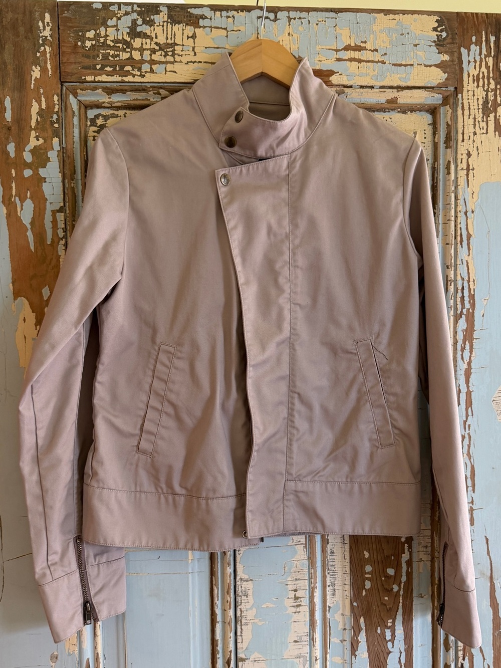 Volcom Women’s Light Taupe Asymmetrical Zip-Up Bomber Jacket